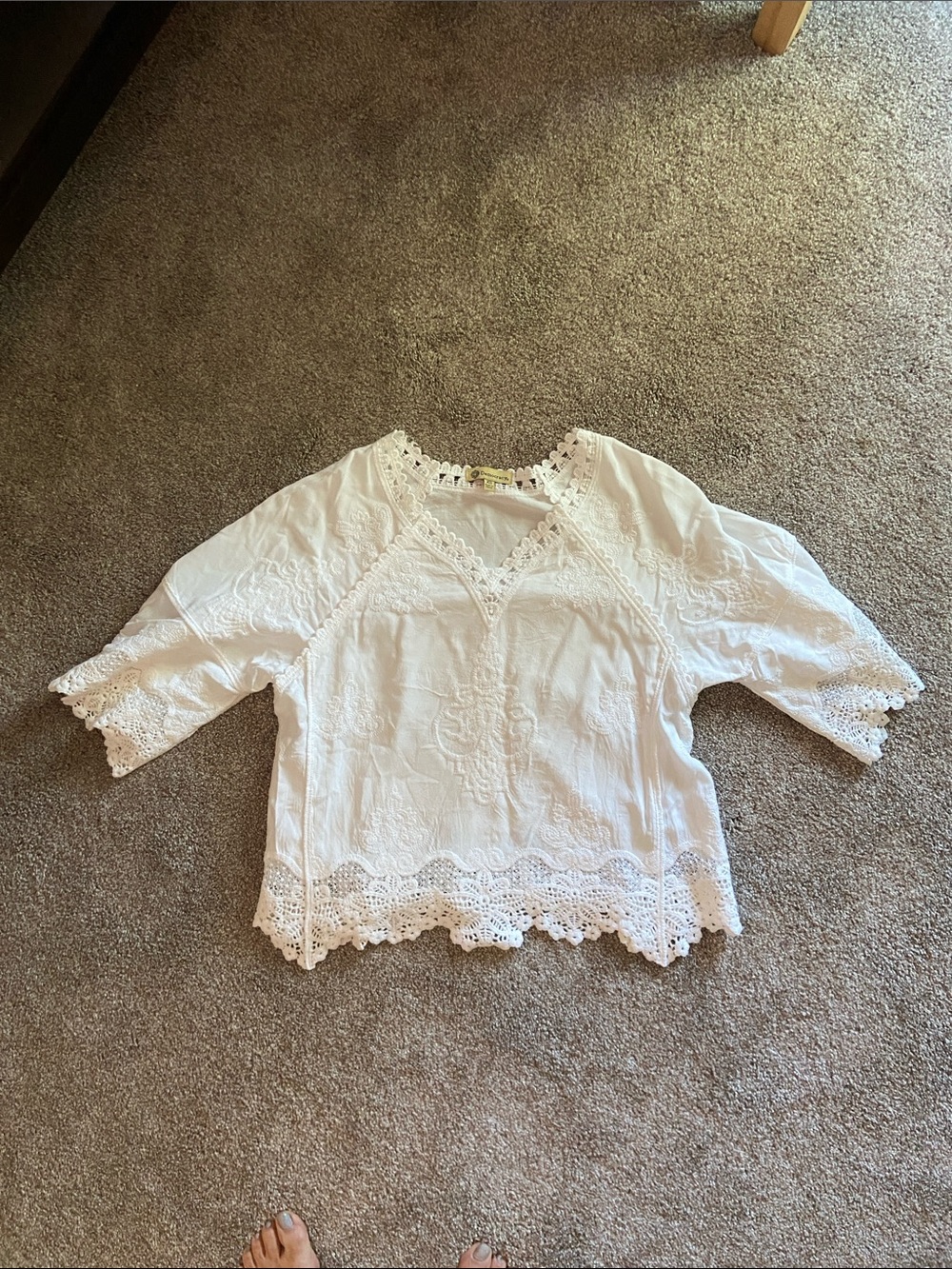 Democracy White Lace-Trim Girls' Blouse
